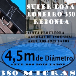 Lona Redonda 4,5m de Diâmetro Azul/Azul 380 micras com argolas "D" INOX a cada 50cm